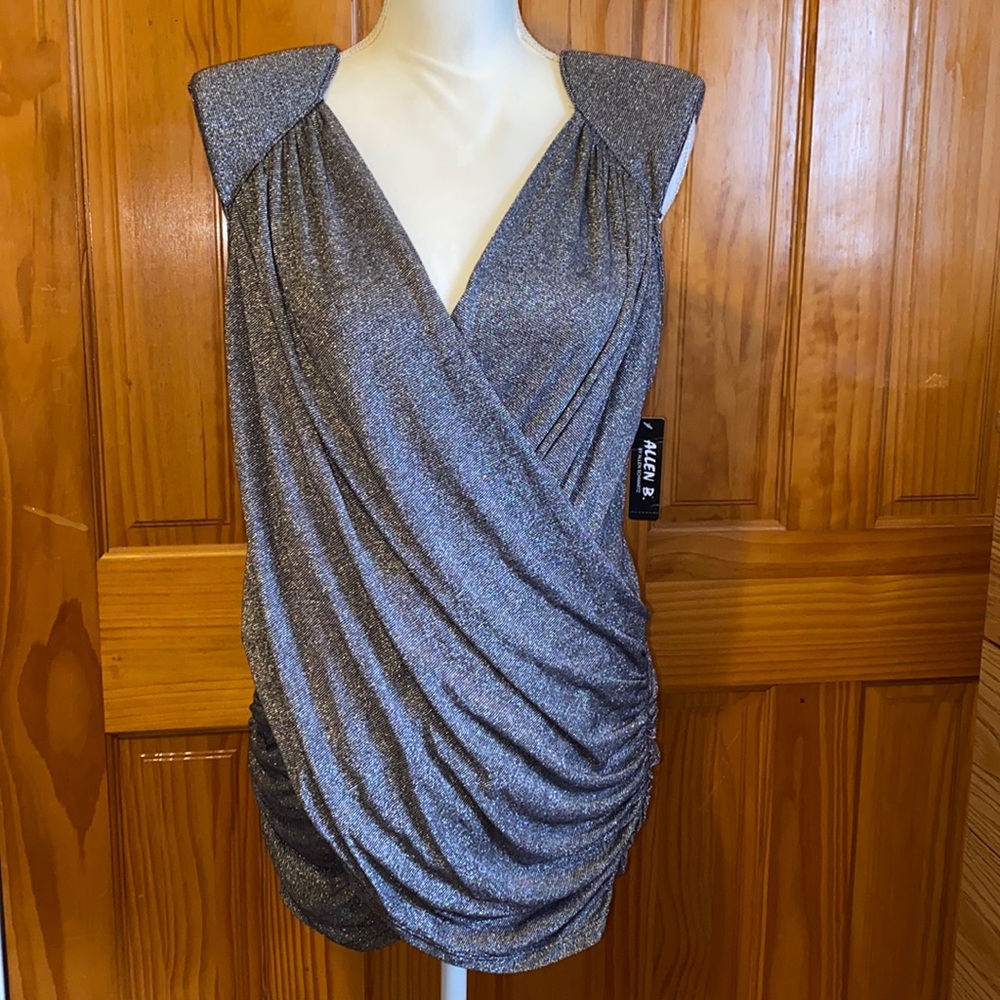 Allen B. Scrunched Dress -Metallic Grey -Size Large